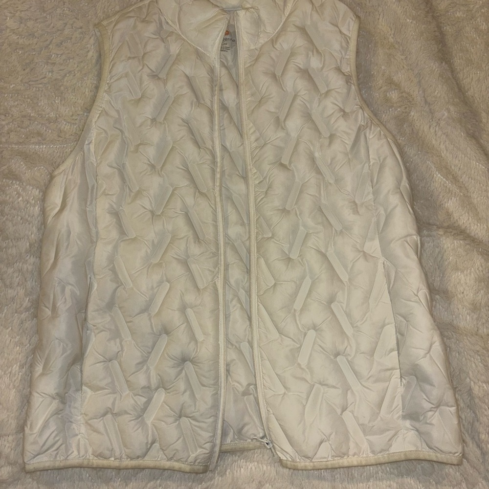 White Quilted Vest with Zipper